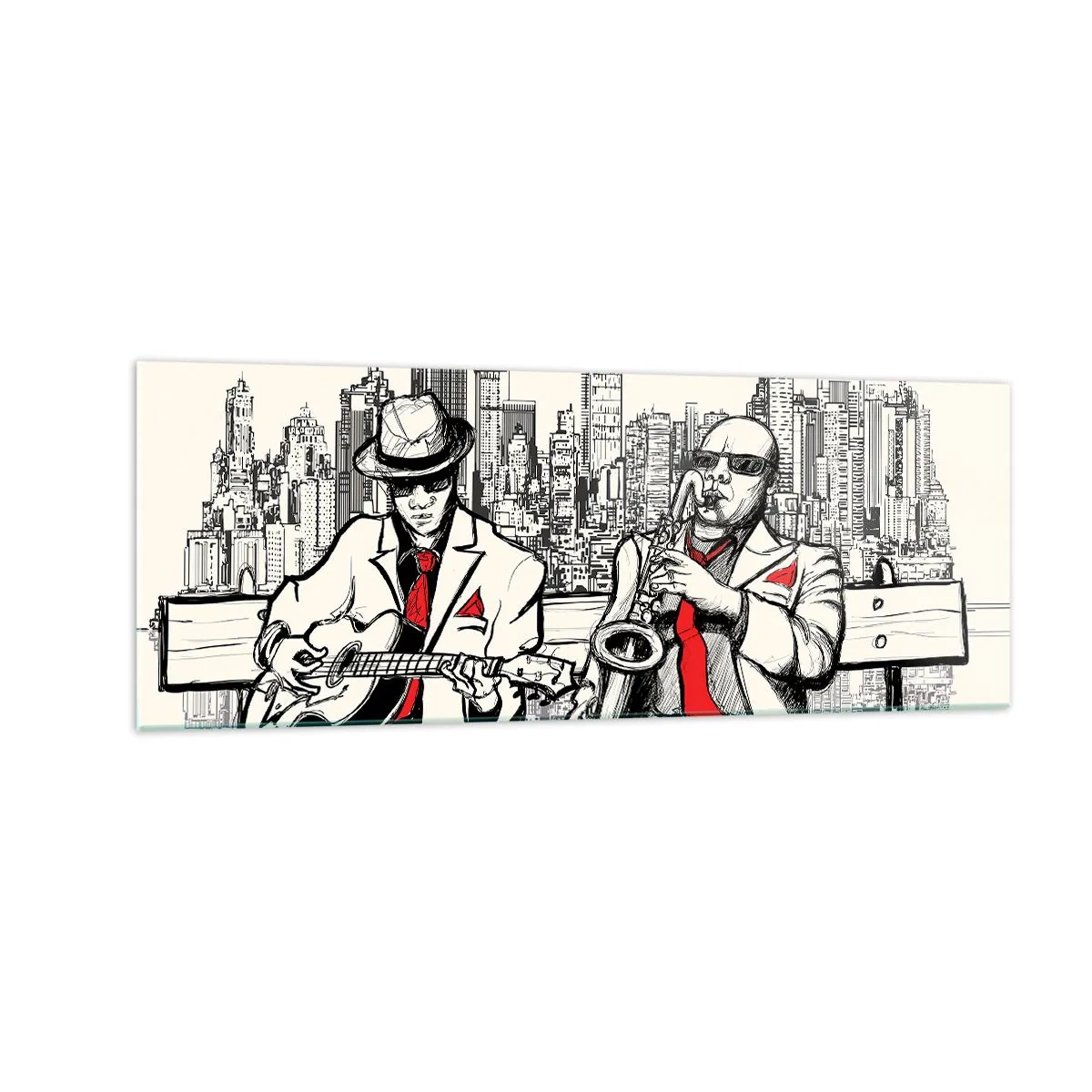 Quadro em vidro - Improvisação nova-iorquina - 140x50 cm