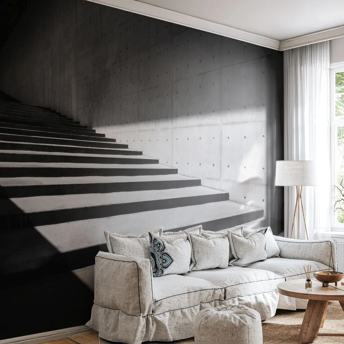 Papel de Parede Autocolante Deluxe Sticker - A beleza crua do modernismo - Industrial, Arquitetura, Escadaria - 300x210 cm