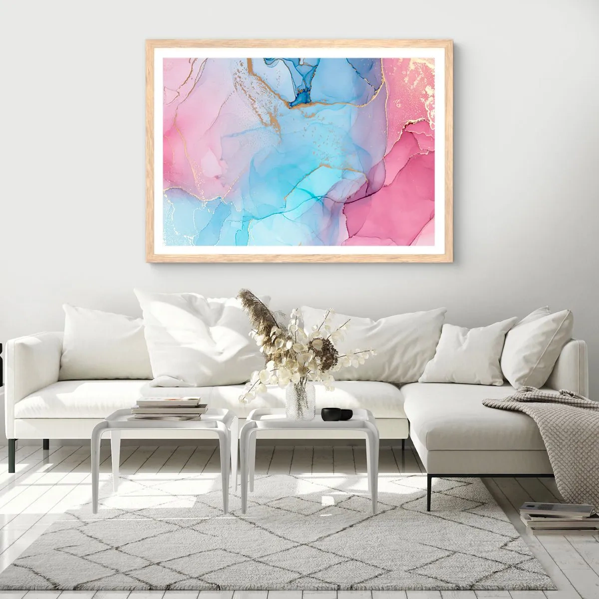 Pôster com moldura de carvalho claro - Encontro e difusão - 70x50 cm