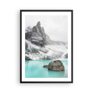 Pôster com moldura preta - Um lago de montanha com águas azul-turquesa cercado por picos nevados - 50x70cm - Na guarda - Decoração de parede moderna para a sala de estar e quarto ARTTOR
