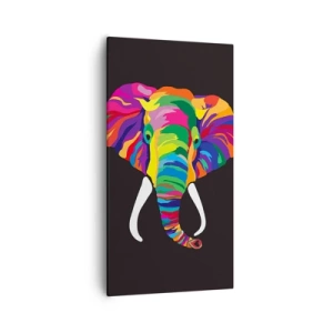 Quadro em tela - O elefante que adorava banhar-se no arco-íris - 55x100 cm