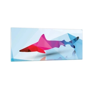 Quadro em vidro - Tubarão no espaço de cristal - 100x40 cm
