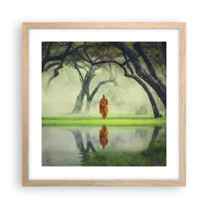 Pôster com moldura de carvalho claro - A caminho da iluminação - 40x40 cm