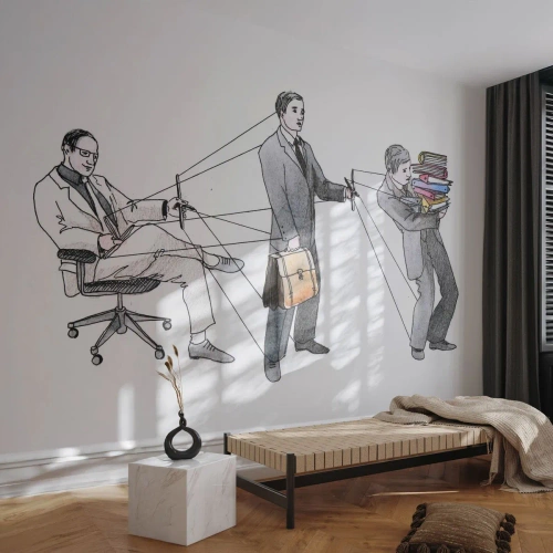 Papel de Parede Premium Canvas - Cada um tem o seu mestre - Abstração, Homem, Trabalhar - 200x140 cm