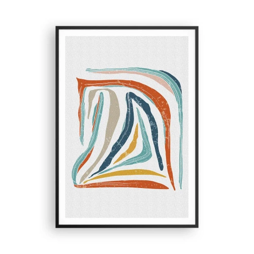 Pôster com moldura preta - Abstração com um sorriso amigável - 70x100 cm