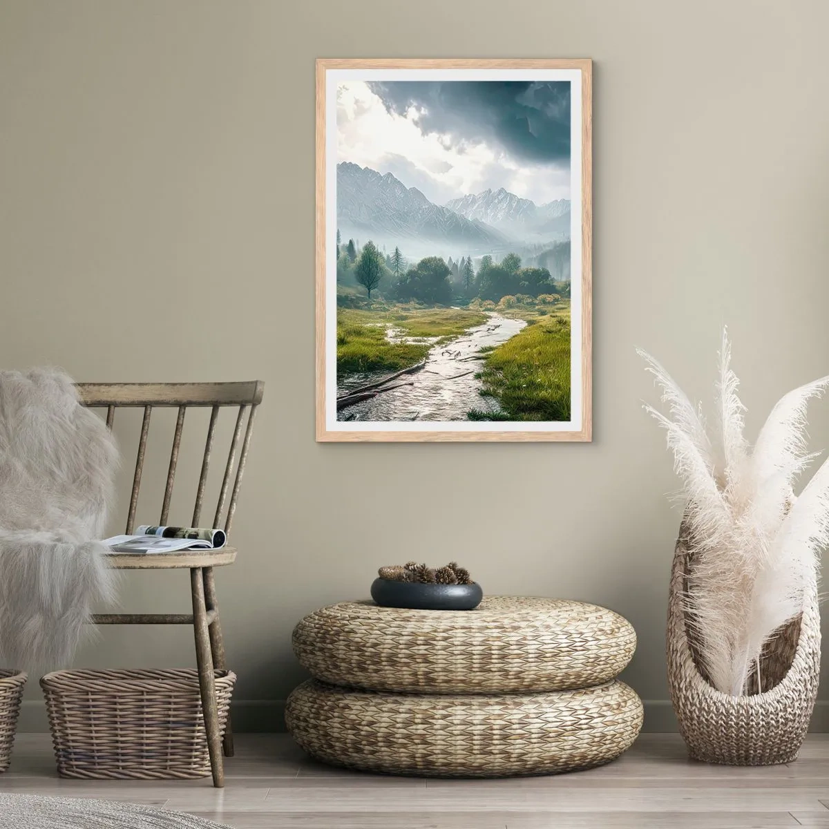 Pôster com moldura de carvalho claro - Ida e volta - 30x40 cm