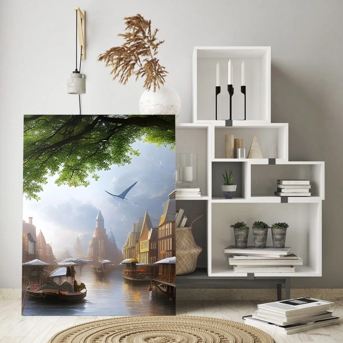Quadro em vidro - Paisagem urbana holandesa - 50x70 cm