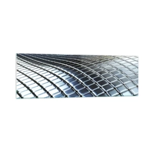 Quadro em vidro - Onda de prata metálica - 160x50 cm