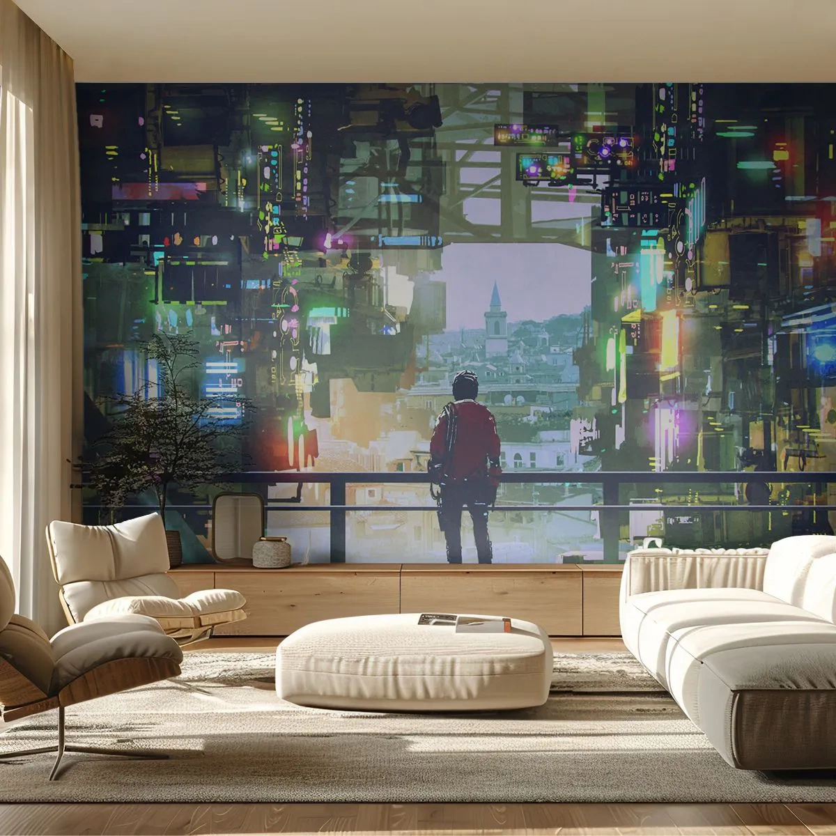 Papel de Parede Premium Sand - Dois mundos - Cidade, Arquitetura, Abstração - 100x70 cm
