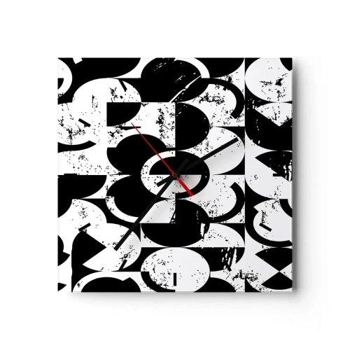 Relógio de parede - Relógio em vidro - O branco é branco e o preto é preto - 30x30 cm