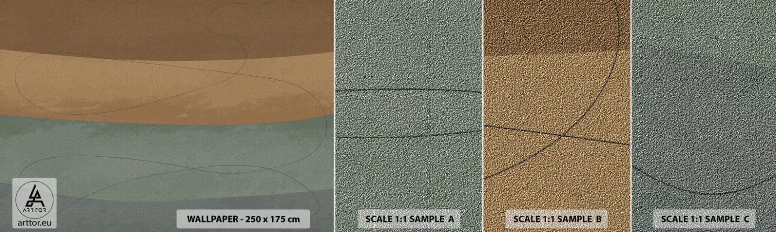 Amostra de papel de parede Premium Sand - Composição horizontal - Abstração, Pedaço, Arte Moderna - 100x30 cm