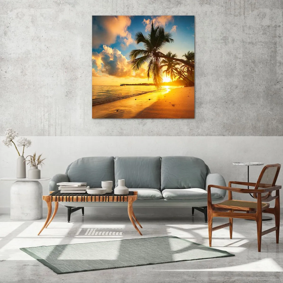 Quadro em vidro - Um sonho caribenho - 50x50 cm