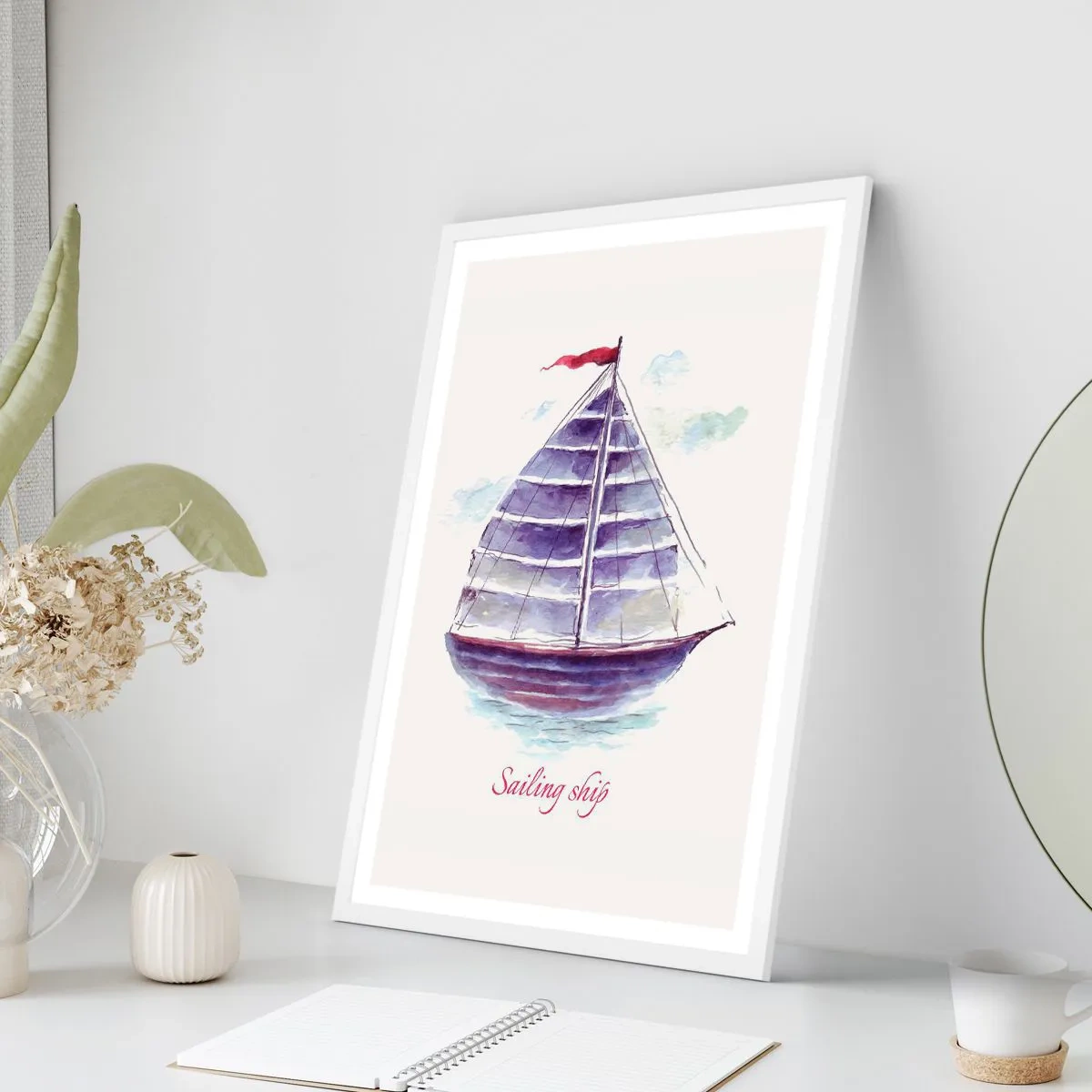 Pôster em moldura branca - Cheio de velas e águas calmas - 61x91 cm