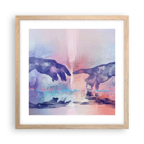 Pôster com moldura de carvalho claro - Faísca divina da vida - 40x40 cm