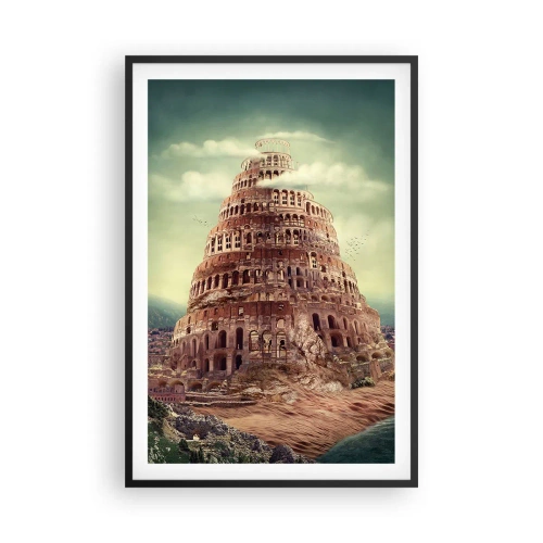 Pôster com moldura preta - Torre de babel - 61x91 cm