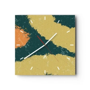 Relógio de parede - Relógio em vidro - Abstração – movimento lento - 30x30 cm