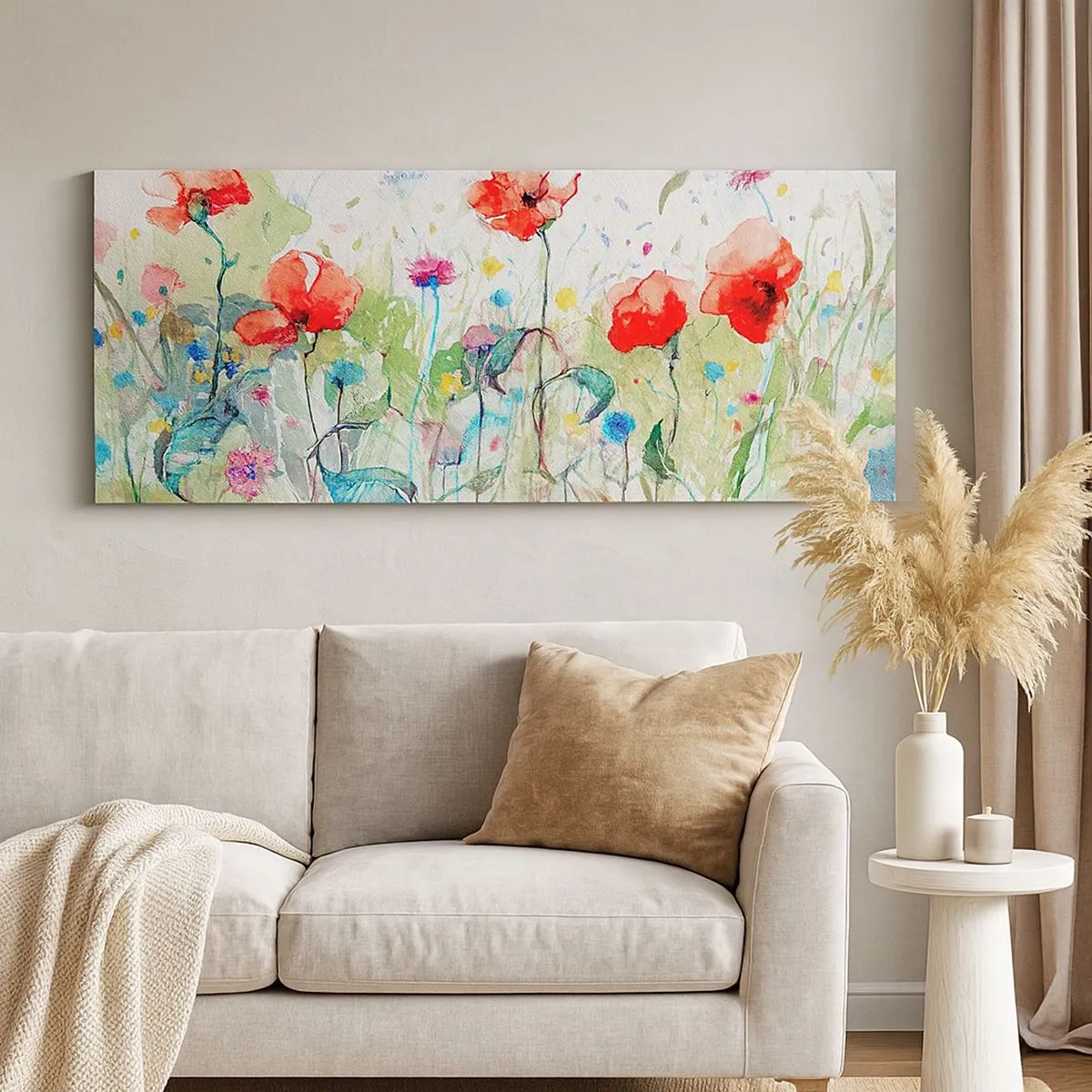 Quadro em tela - Prado florido de maio - 100x40 cm
