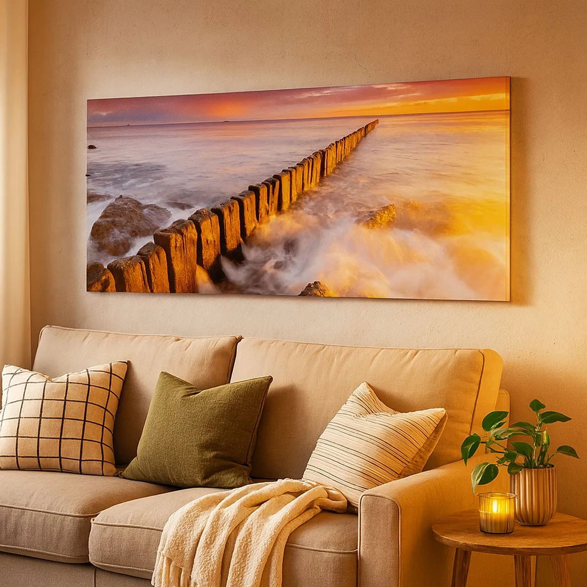Quadro em tela - A suavidade das ondas - 100x40 cm