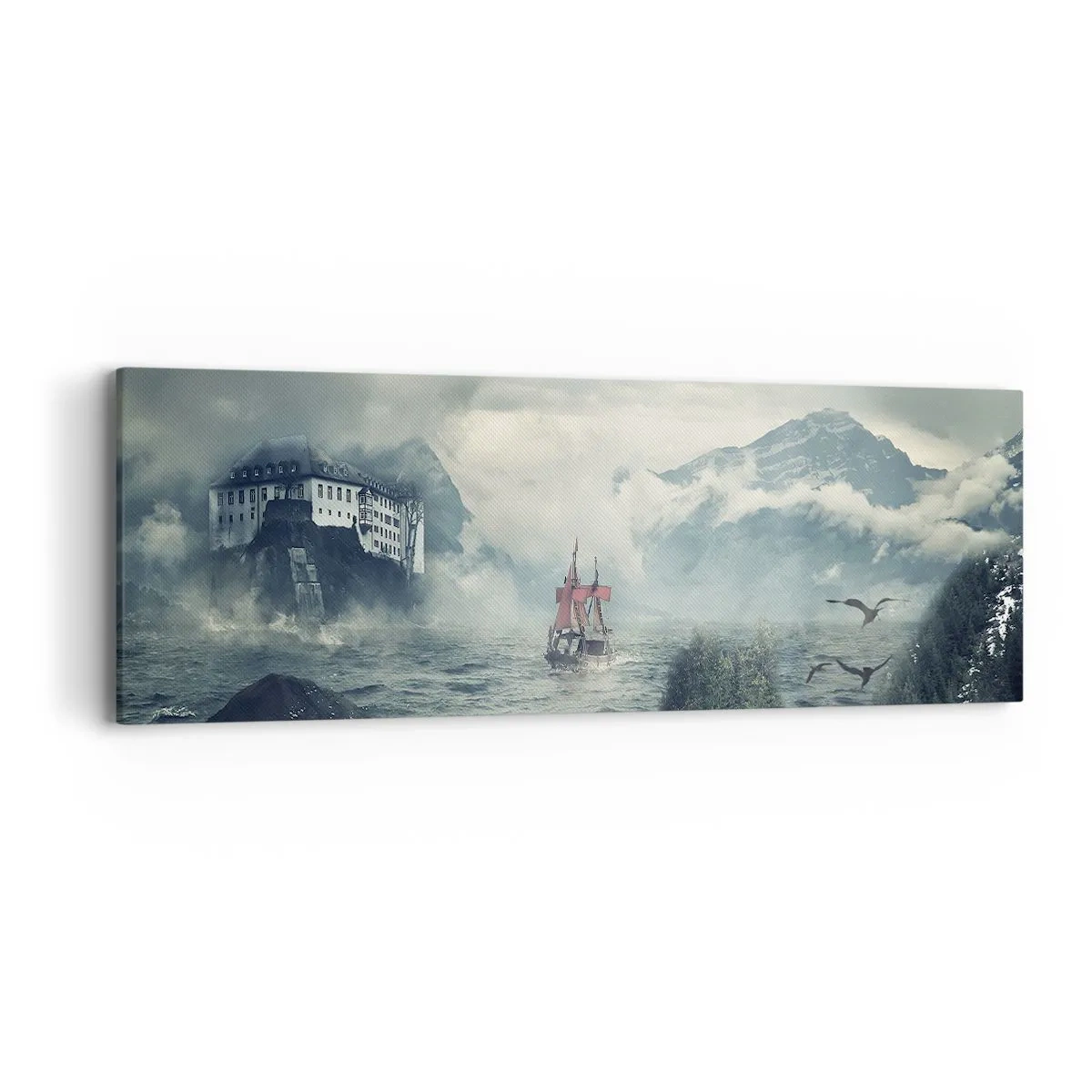 Quadro em tela - Nas águas mágicas - 90x30 cm