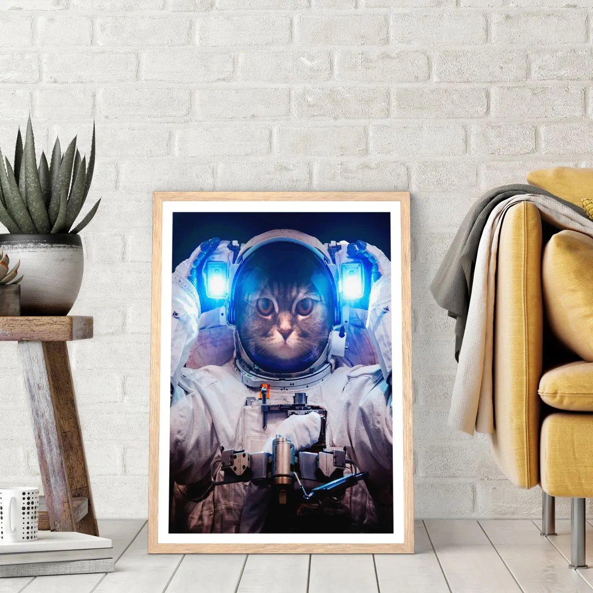 Pôster com moldura de carvalho claro - Houston, temos um problema - 61x91 cm