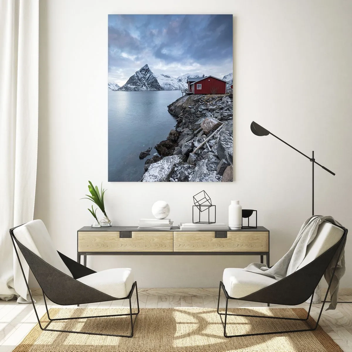 Quadro em vidro - Retiro escandinavo - 50x70 cm