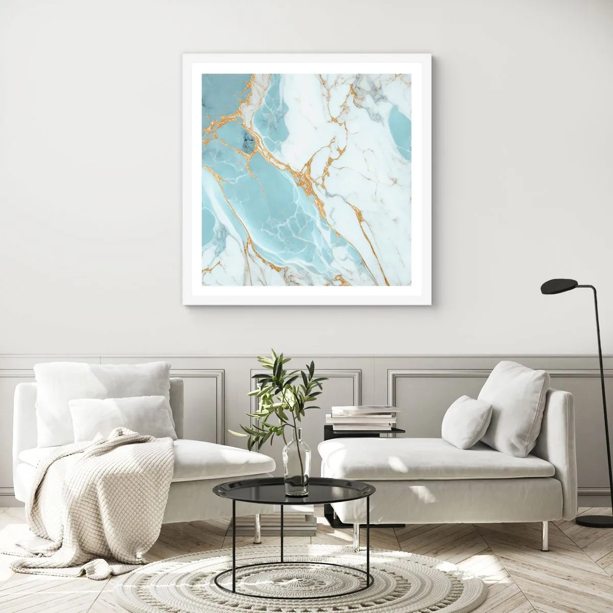 Pôster em moldura branca - Riqueza de pedra - 50x50 cm