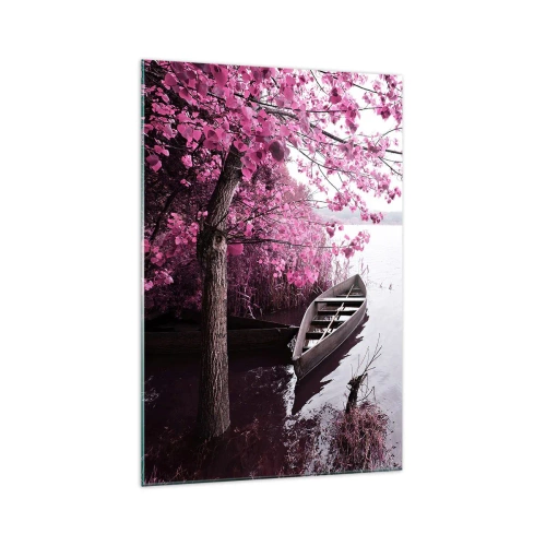 Quadro em vidro - Em silêncio cor-de-rosa - 70x100 cm