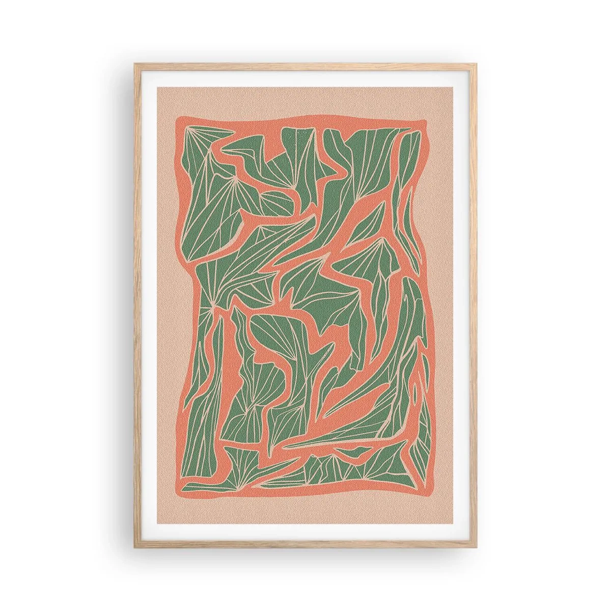 Pôster com moldura de carvalho claro - A luta entre coral e vegetação - 70x100 cm