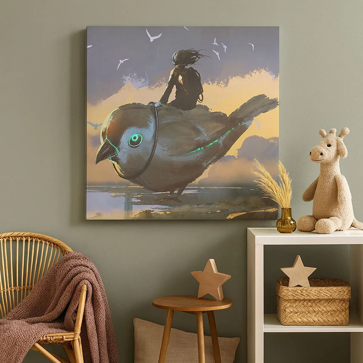 Quadro em tela - Uma parada numa viagem fantástica - 30x30 cm