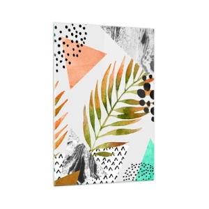 Quadro em vidro - Decoração em folha de palmeira - 70x100 cm