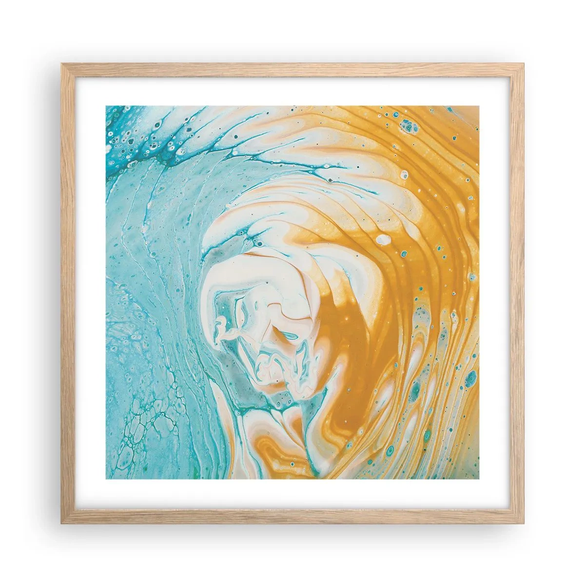 Pôster com moldura de carvalho claro - Vórtice em pastel - 50x50 cm