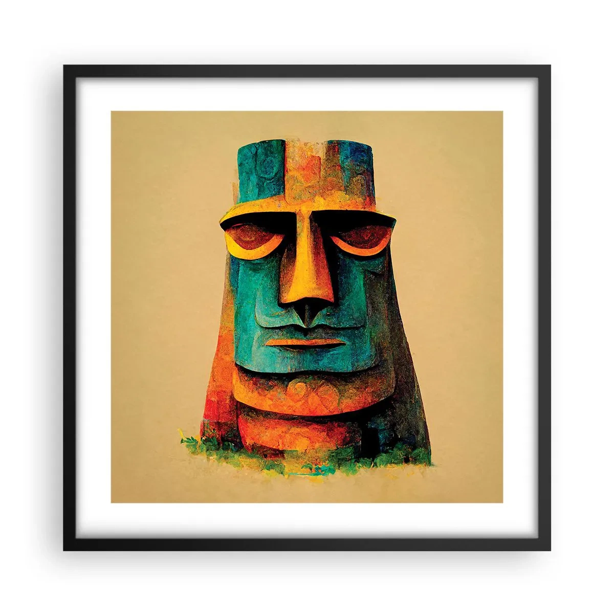 Pôster com moldura preta - Escultórico e simpático - 50x50 cm