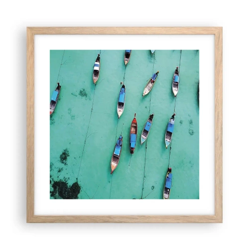 Pôster com moldura de carvalho claro - Na alegre expectativa - 40x40 cm