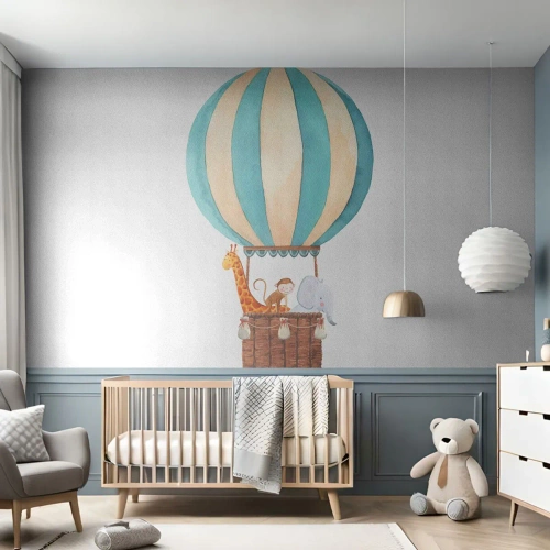 Papel de Parede Premium Sand - Viagem fantástica - Balão, Para crianças, Vintage - 150x105 cm