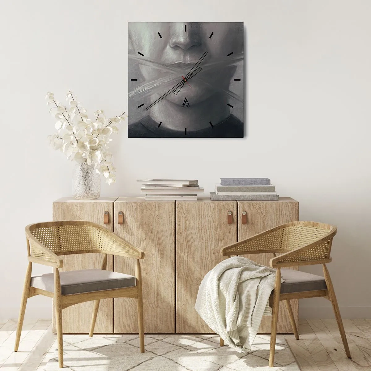 Relógio de parede - Relógio em vidro - Nem uma palavra - 40x40 cm