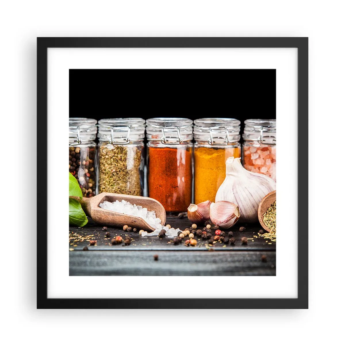 Pôster com moldura preta - Para que a vida tenha um sabor - 40x40 cm