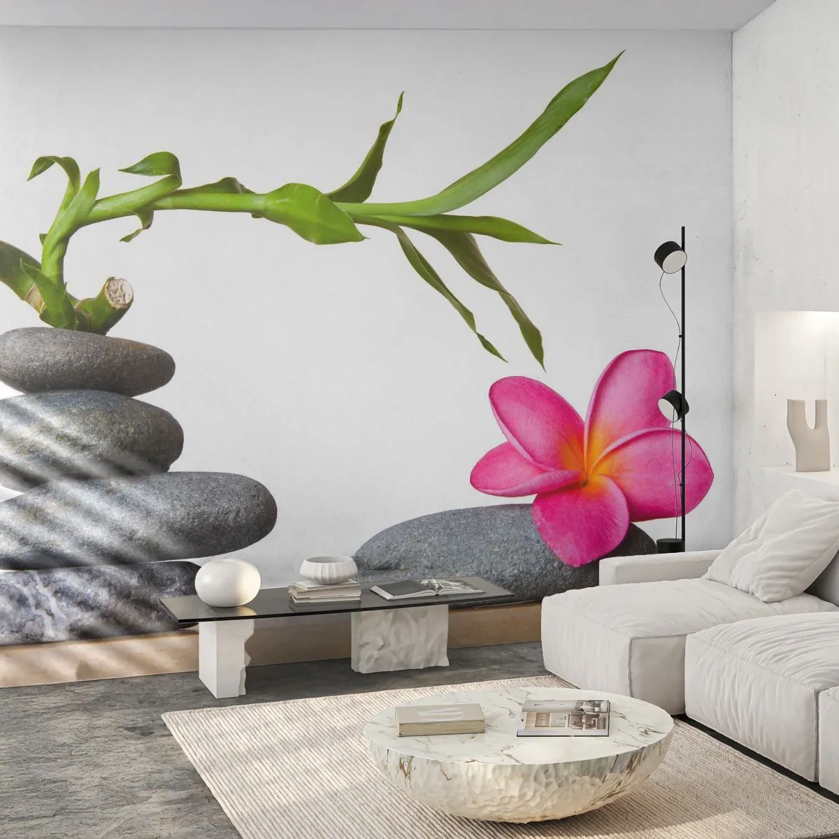 Papel de Parede Premium Sand - Cores da vida e duração - Flor, Pedras, Spa - 400x280 cm