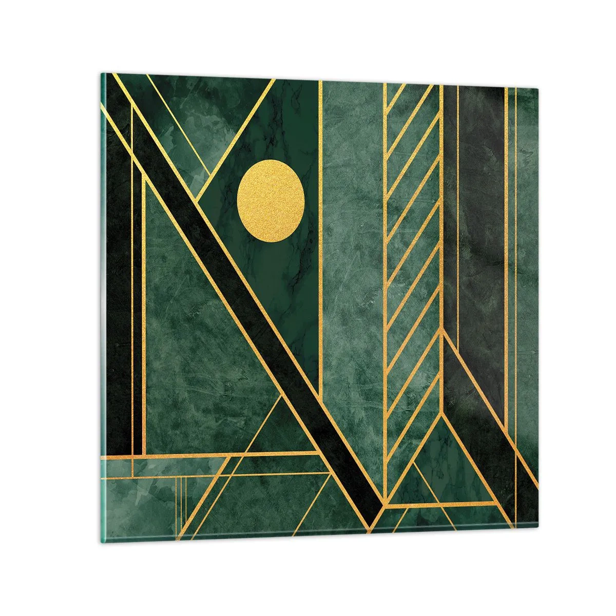 Quadro em vidro - A dinâmica do ouro e do azul - 70x70 cm