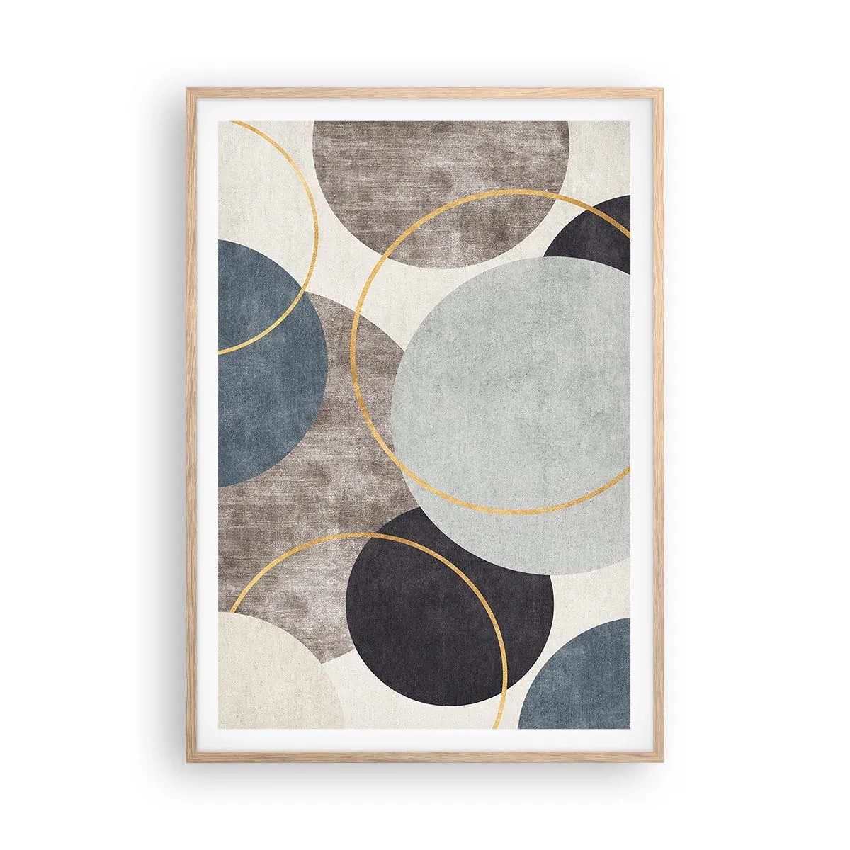 Pôster com moldura de carvalho claro - Roda por roda - 70x100 cm