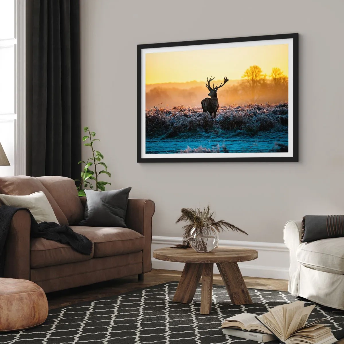 Pôster com moldura preta - Coroado em sua terra - 40x30 cm