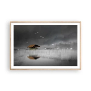 Pôster com moldura de carvalho claro - Abrigo da chuva - 91x61 cm