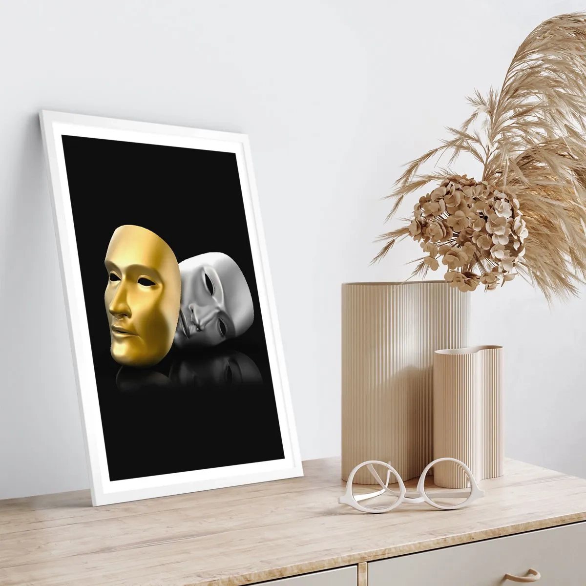 Pôster em moldura branca - A vida é um teatro - 40x50 cm