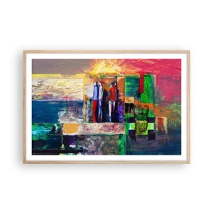 Pôster com moldura de carvalho claro - Relacionamentos e emoções - 91x61 cm