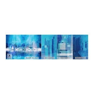 Amostra de papel de parede Premium Canvas - Imerso em azul - Abstração, Cidade, Arquitetura - 100x30 cm