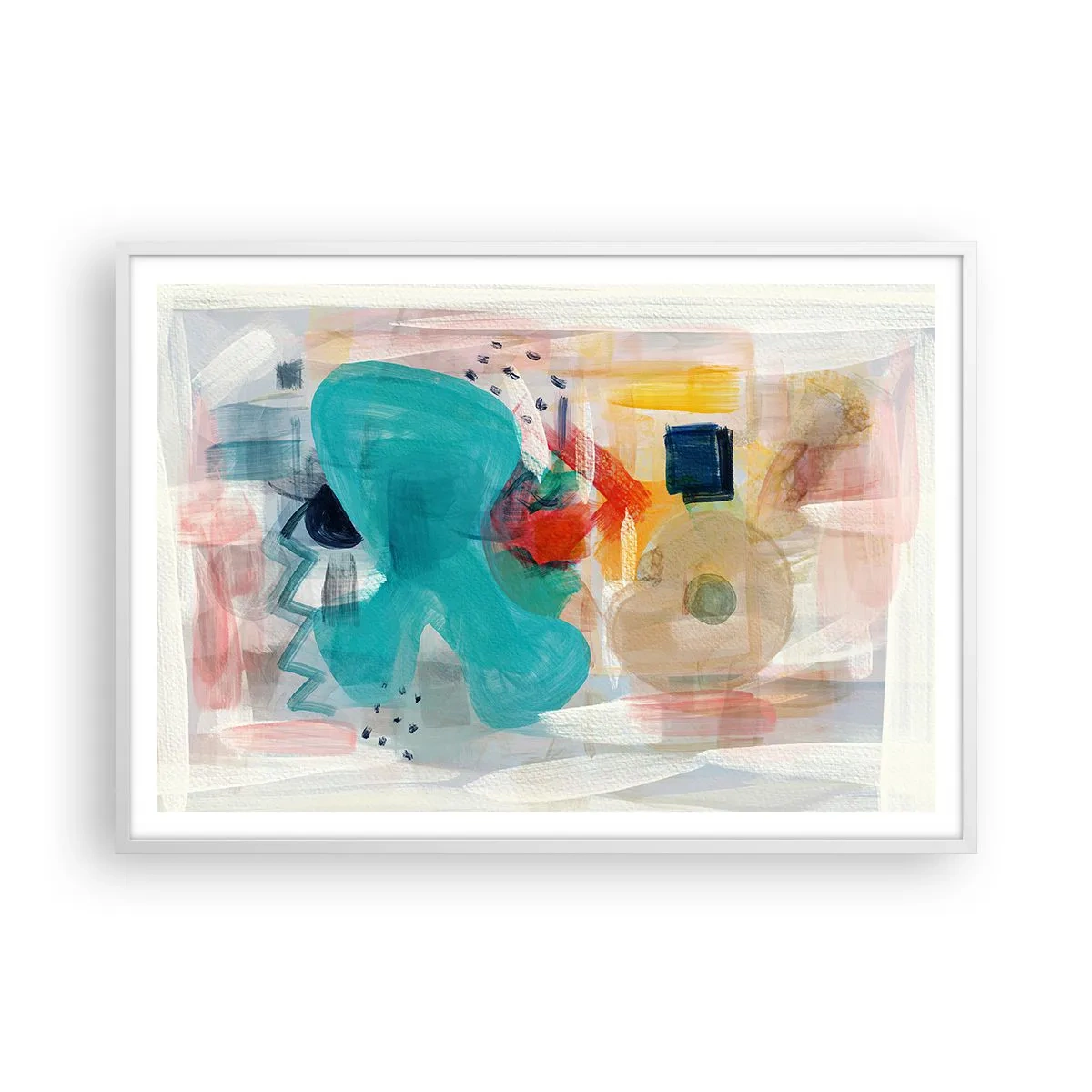 Pôster em moldura branca - Jogo colorido - 100x70 cm