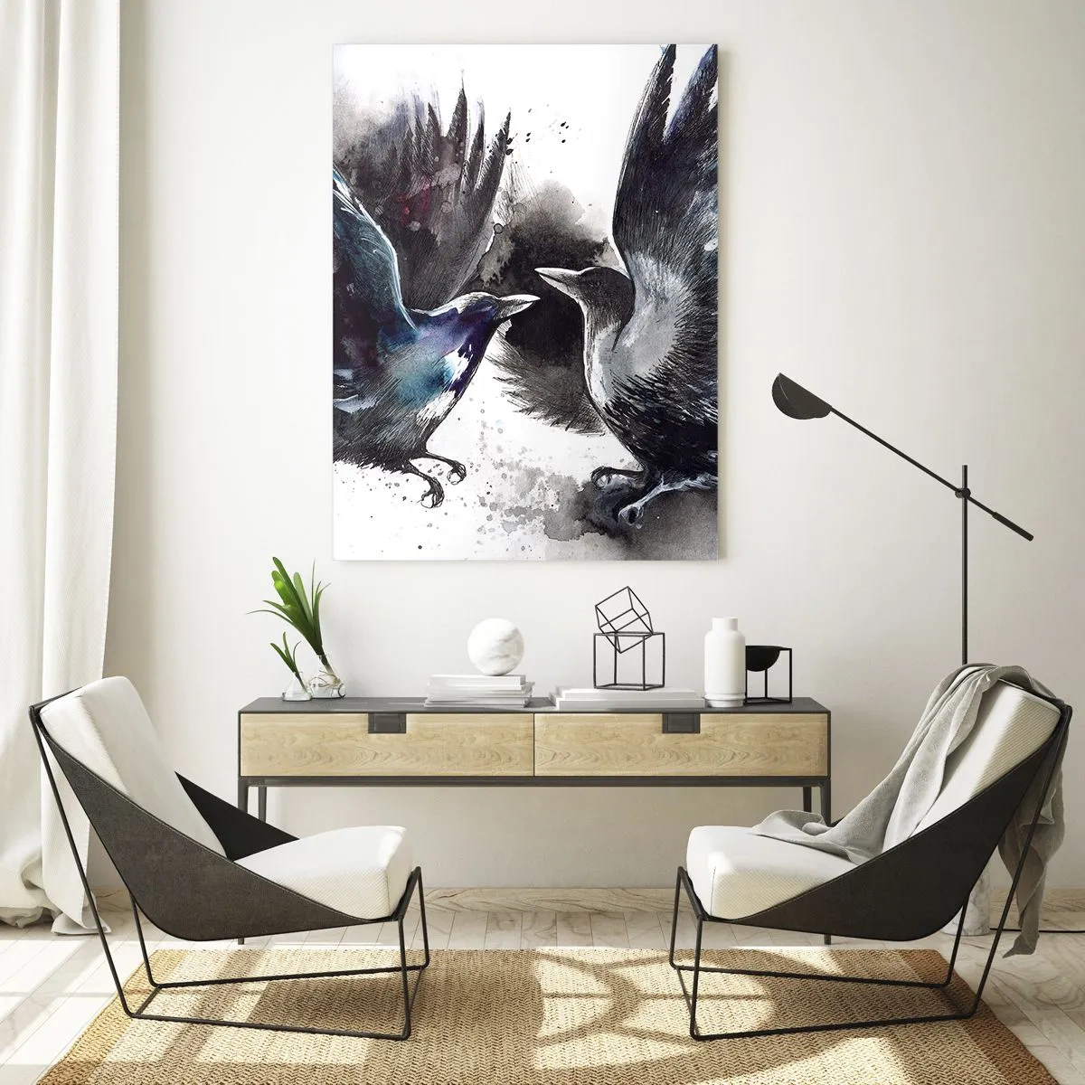 Quadro em vidro - De corvo a corvo... - 50x70 cm