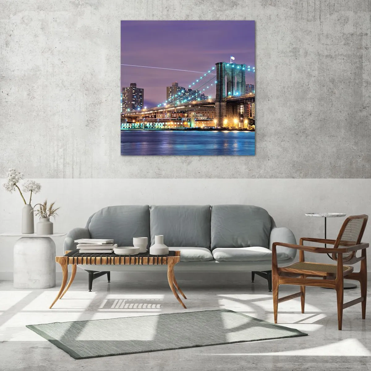 Quadro em vidro - Por muitos anos, a Ponte do Brooklyn - 70x70 cm