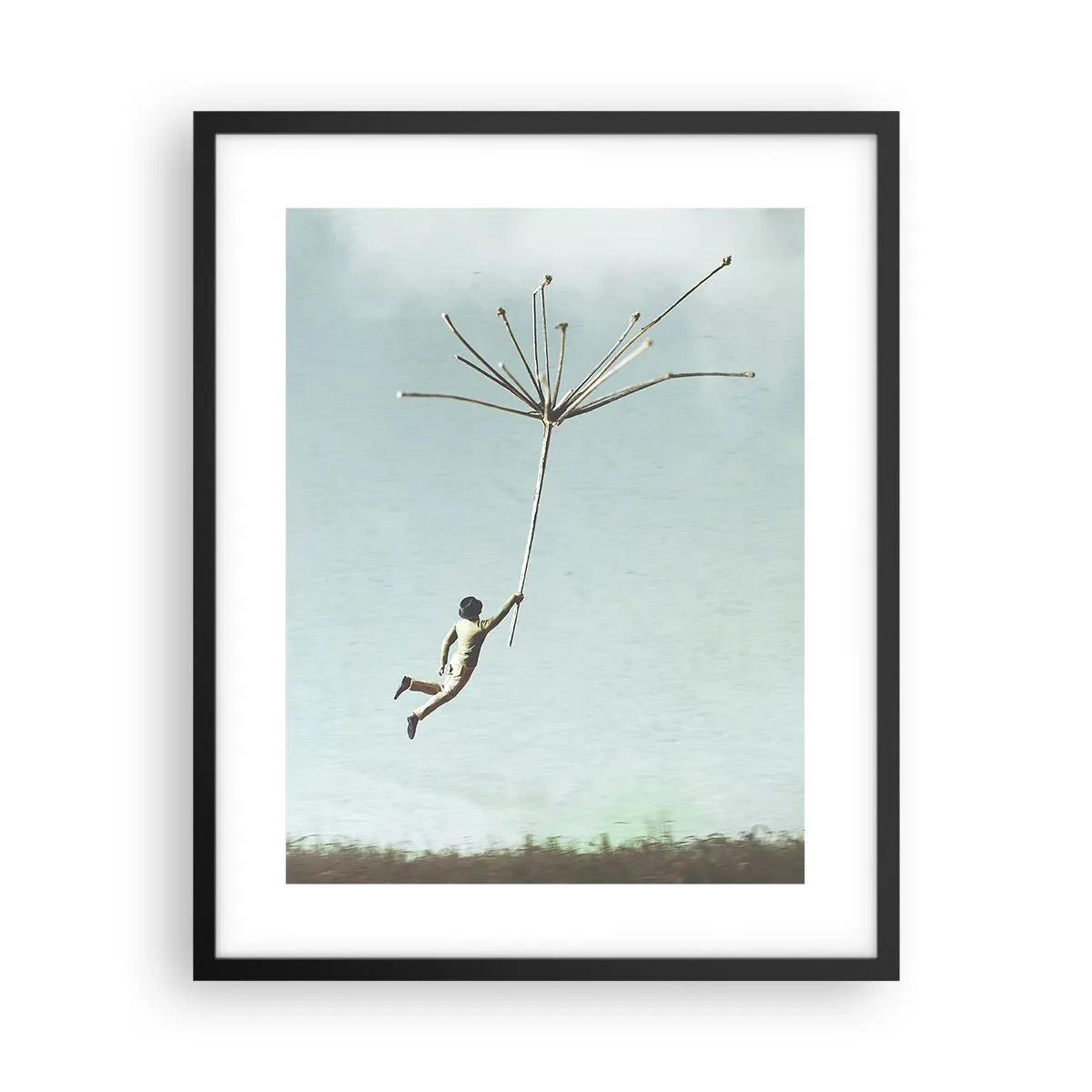 Pôster com moldura preta - Papagaios, balões, vento - 40x50 cm