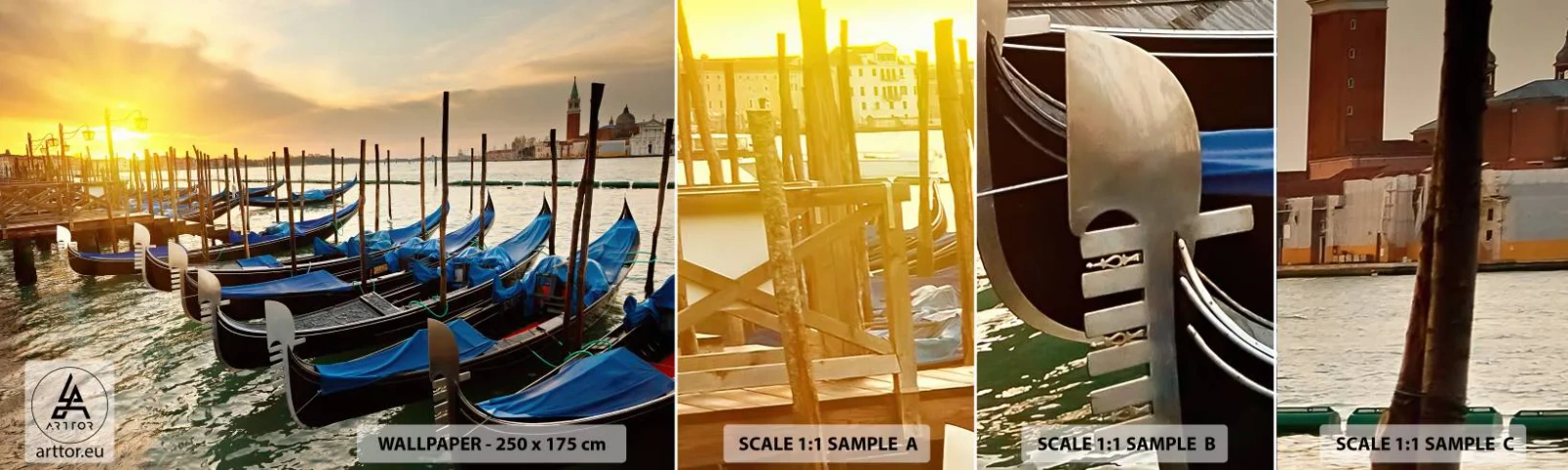 Amostra de papel de parede autocolante Deluxe Sticker - Antes que o burburinho chegue - Veneza, Cidade, Arquitetura - 100x30 cm