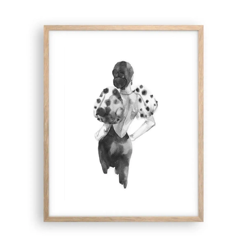 Pôster com moldura de carvalho claro - Ela passou por aqui - 40x50 cm